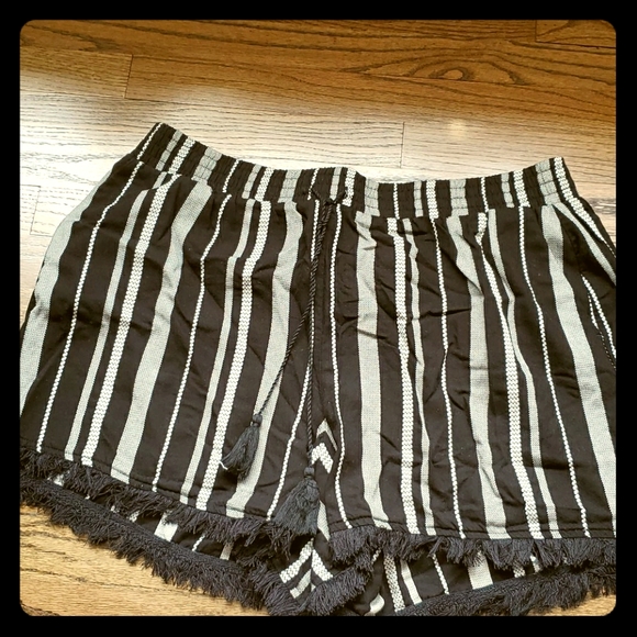 Lane Bryant Pants - Black and gray/ white striped shorts